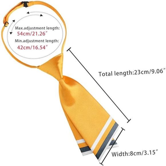 PRE-TIED Bowtie for Women Uniform Necktie Adjustable Strap Striped Golden Yellow - Picture 3 of 5